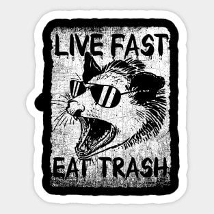 Live Fast Eat Trash Opossum Sticker